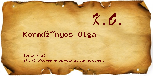 Kormányos Olga névjegykártya